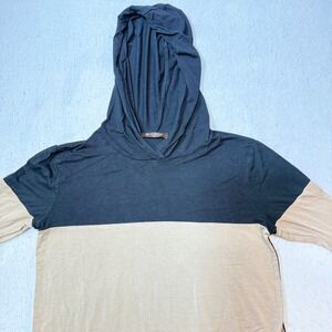 Bombom Hoodie Women Small Black Tan Leopard Colorblock Excellent‎ TL1253 USA
